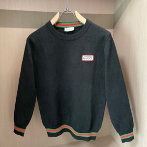 GCCI Crew Neck Jumper with Embroidered Logo Patch - Black