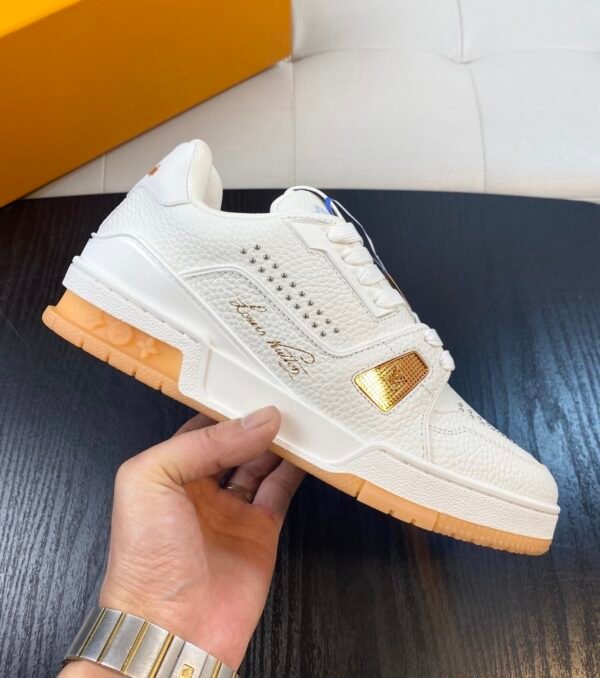LVE Trainer Sneaker - White Orange Rubber Gum Sole