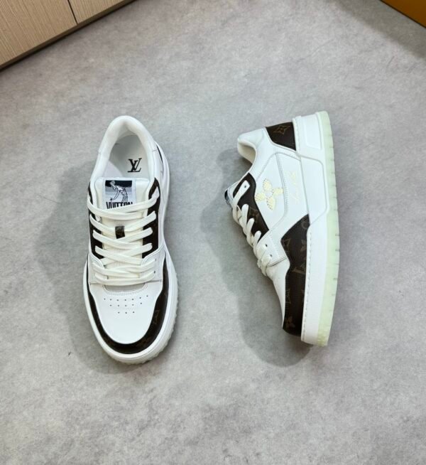 LVE White Brown Casual Low-Top Sneaker Trainer