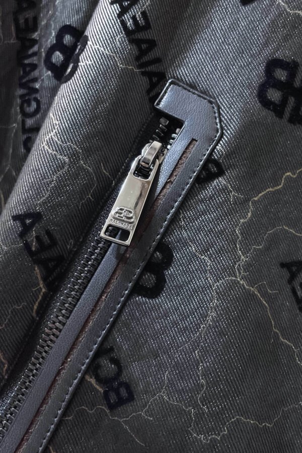 2 BLNCG BB Logo Monogram Textured Leather Jacket - Black