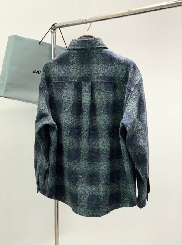 BLNCG Checkered Pattern Flannel Shirt Jacket - Blue Plaid