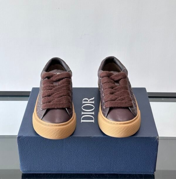 DXR CD Low-Top Oblique Leather Trainers – Brown Gum