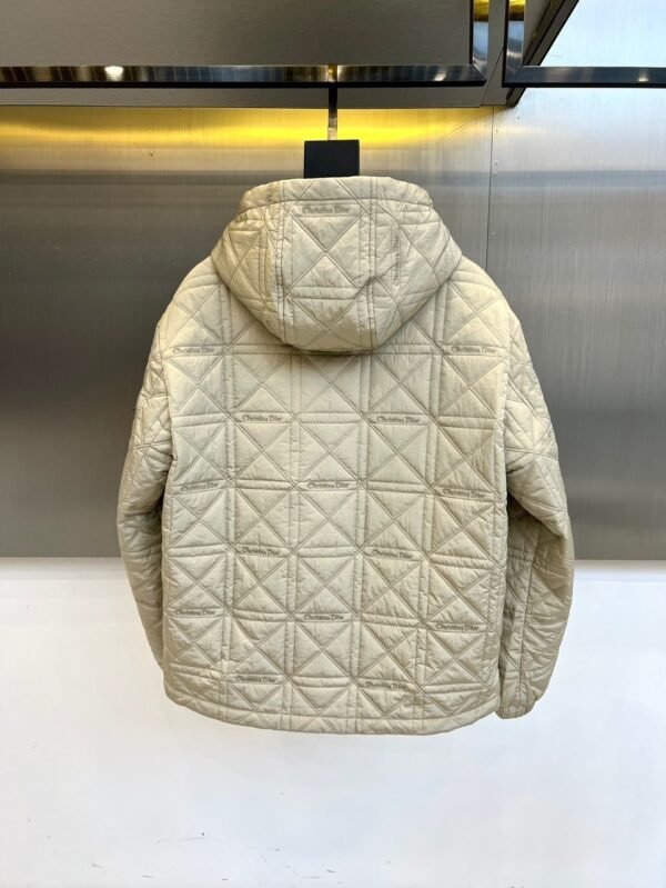 CD Quilted Hooded Zip-Up Jacket - Light Beige