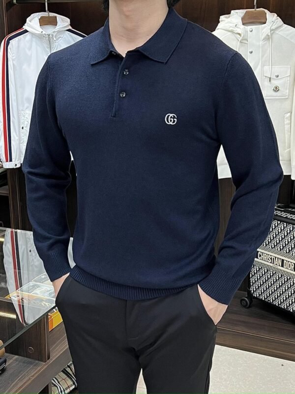 GCCI Logo Embroidered Polo Collar Jumper