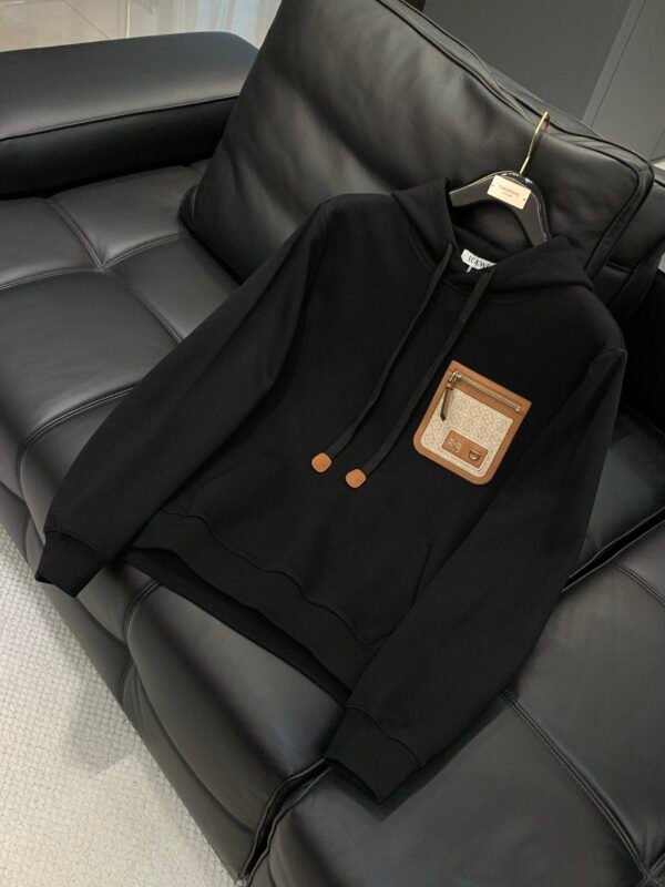 LWE Hooded Jumper with Zip Pocket Detail - Black