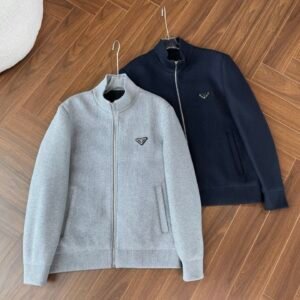 25f9c42e PRDA Knitted Zip-Up Jacket with Logo Detail