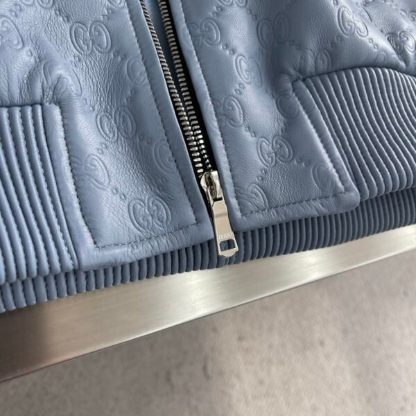 26801354 GCCI Embossed Monogram Zip Jacket - Light Blue