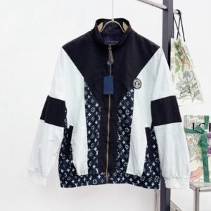 LVE Color-Block Monogram Panel Zip Jacket