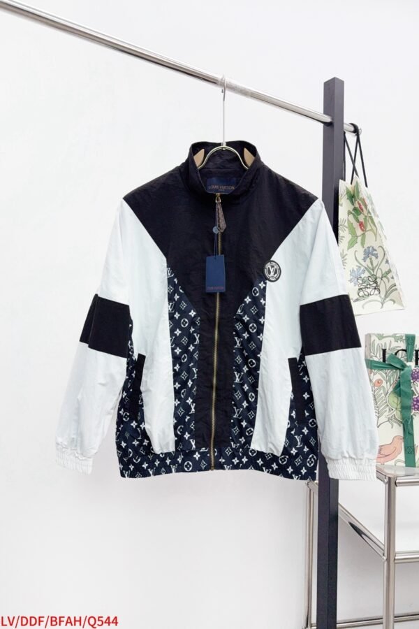 LVE Color-Block Monogram Panel Zip Jacket