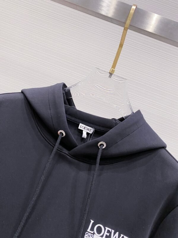 LWE Hooded Jumper with Embroidered  Checkerboard Graphic - Black