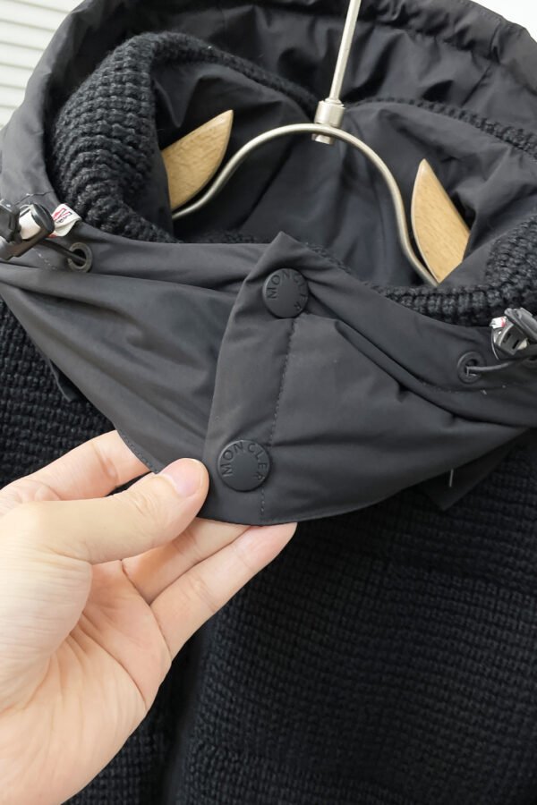 MNCLR Textured Knit Panel Hooded Jacket - Black