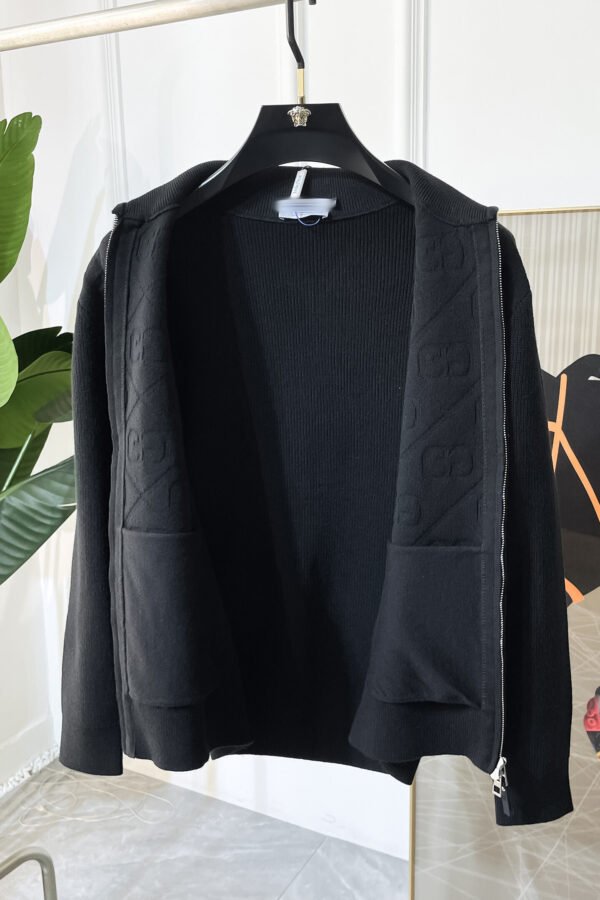 GCCI Collared Zip-Up Knit Jacket