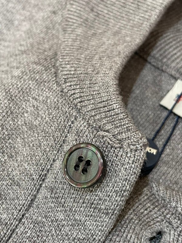 MNCLR Knitted Button Jacket with Stripe Sleeve - Grey