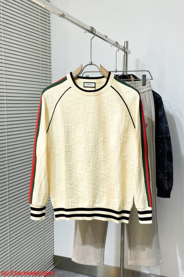 GCCI Monogram Crew Neck Jumper with Stripe Detail