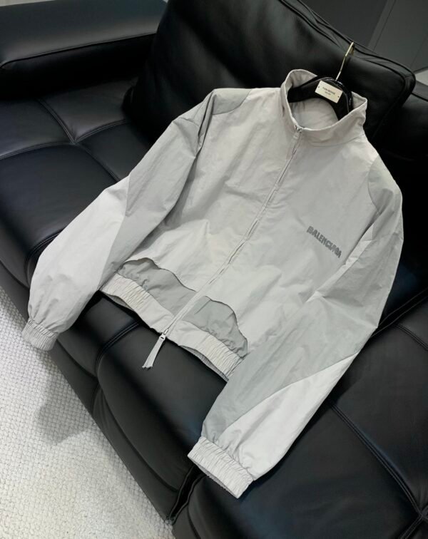 BLNCG Zip-Up Windbreaker Jacket - White Grey