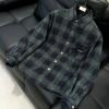 BLNCG Checkered Pattern Flannel Shirt Jacket - Blue Plaid