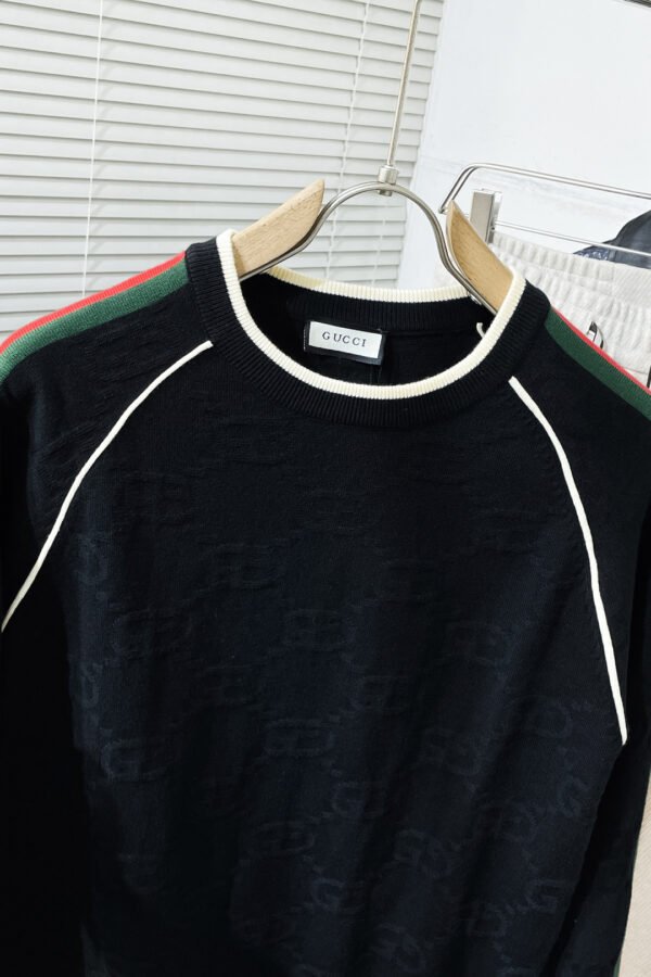 GCCI Monogram Crew Neck Jumper with Stripe Detail