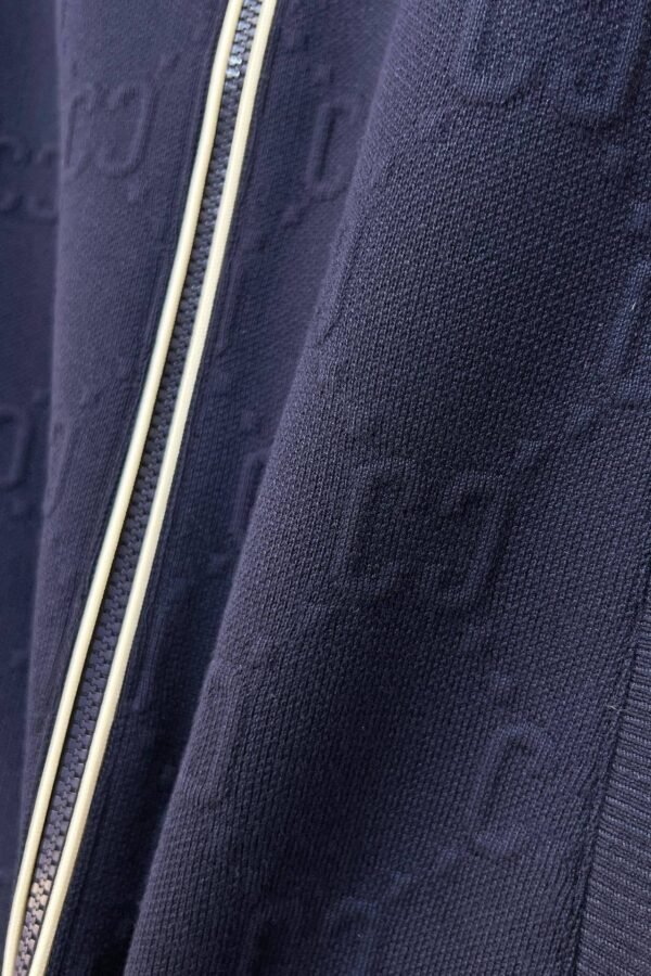 GCCI Zip-Through Jacket with Stripe Sleeves - Navy