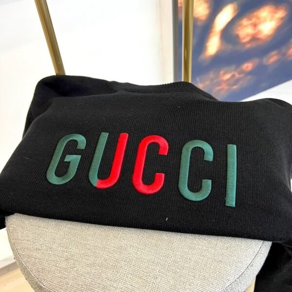 GCCI Embroidered Logo Crew Neck Jumper - Black