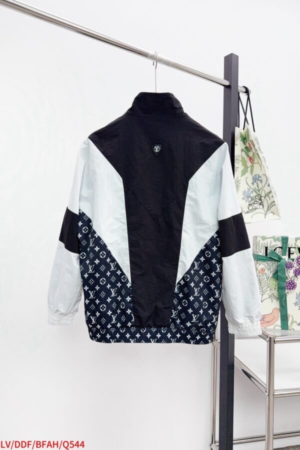 LVE Color-Block Monogram Panel Zip Jacket