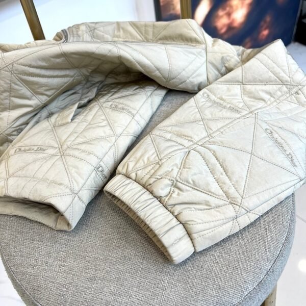 CD Quilted Hooded Zip-Up Jacket - Light Beige