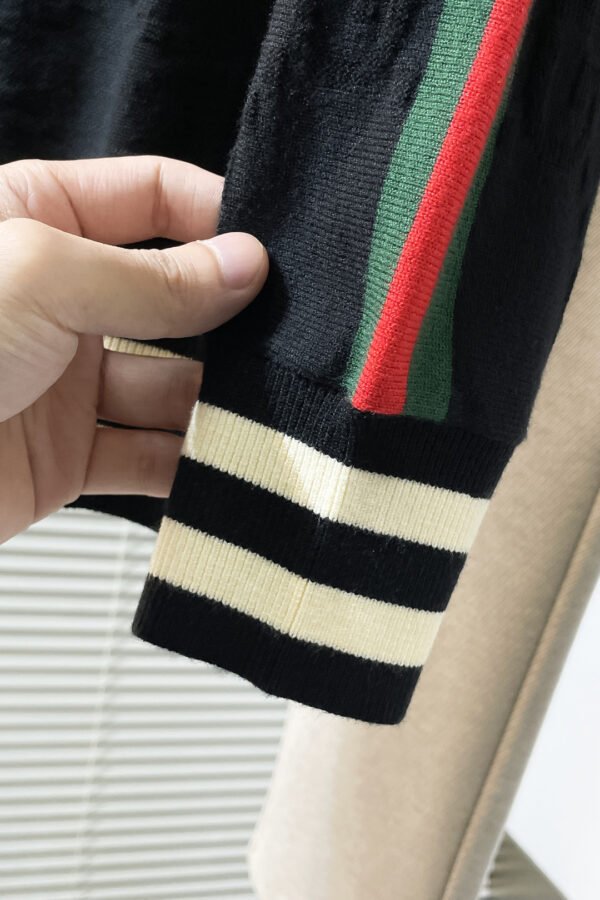 GCCI Monogram Crew Neck Jumper with Stripe Detail