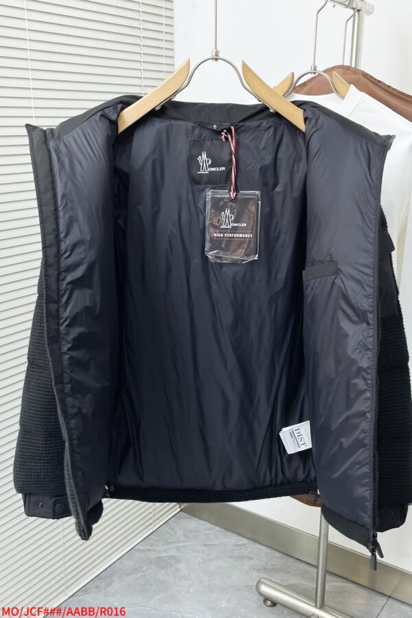 MNCLR Textured Knit Panel Hooded Jacket - Black