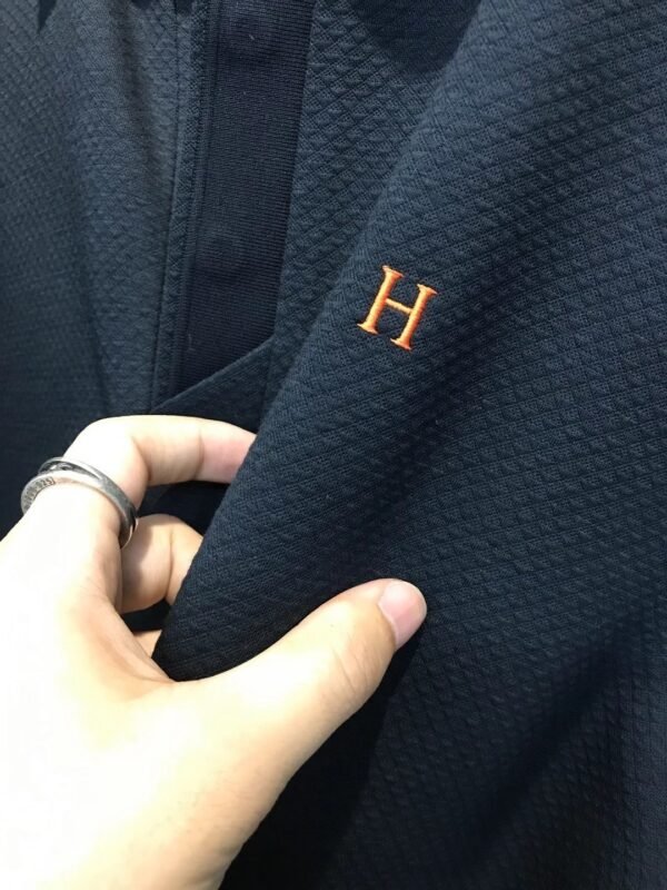 HRMS Collared Jumper with Embroidered Logo Detail - Black