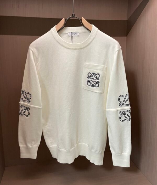 LWE Pocket Logo Crew Neck Jumper - White