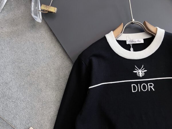 CD Crew Neck Jumper with Embroidered  Insect Motif