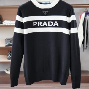 PRDA Crew Neck Jumper with Contrast Stripe Detail - Black