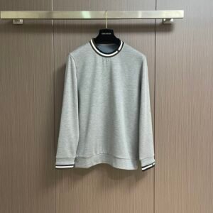 HRMS Ribbed Crew Neck Jumper with Contrast Trim - Grey