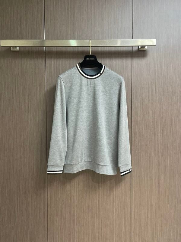 HRMS Ribbed Crew Neck Jumper with Contrast Trim - Grey