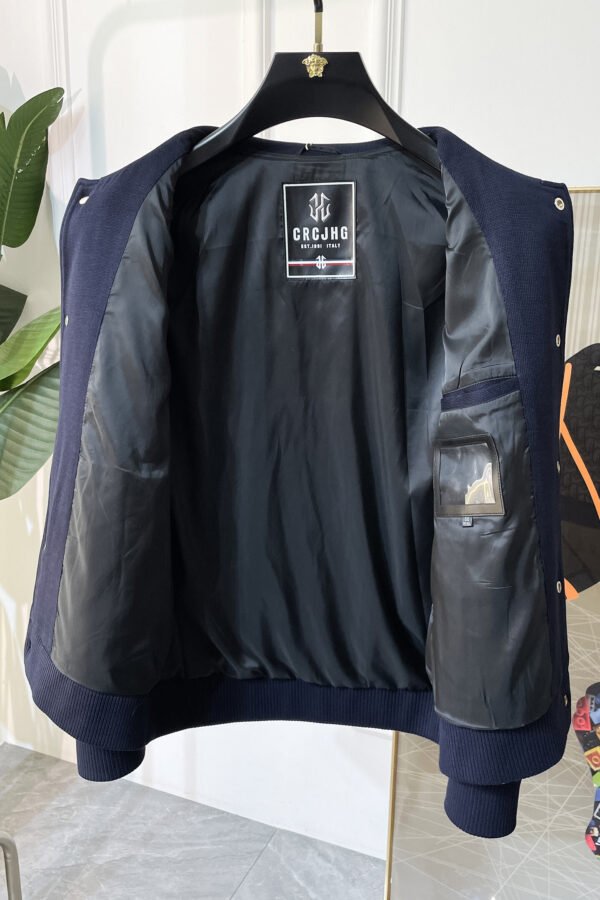 CD Monogram Jacket with Ribbed Trim - Navy