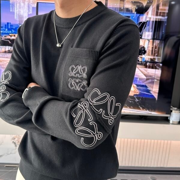 LWE Pocket Logo Crew Neck Jumper - Black