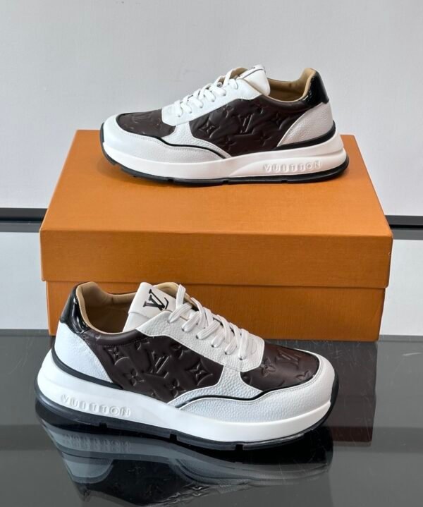 LVE Classic Trainers – Brown Monogram Canvas & White Leather