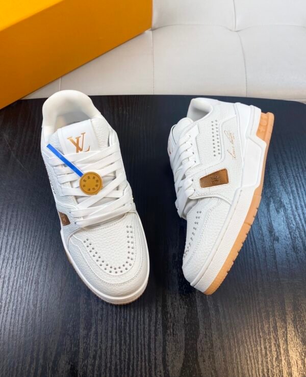 LVE Trainer Sneaker - White Orange Rubber Gum Sole