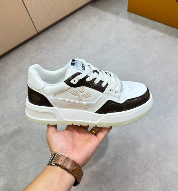 LVE White Brown Casual Low-Top Sneaker Trainer