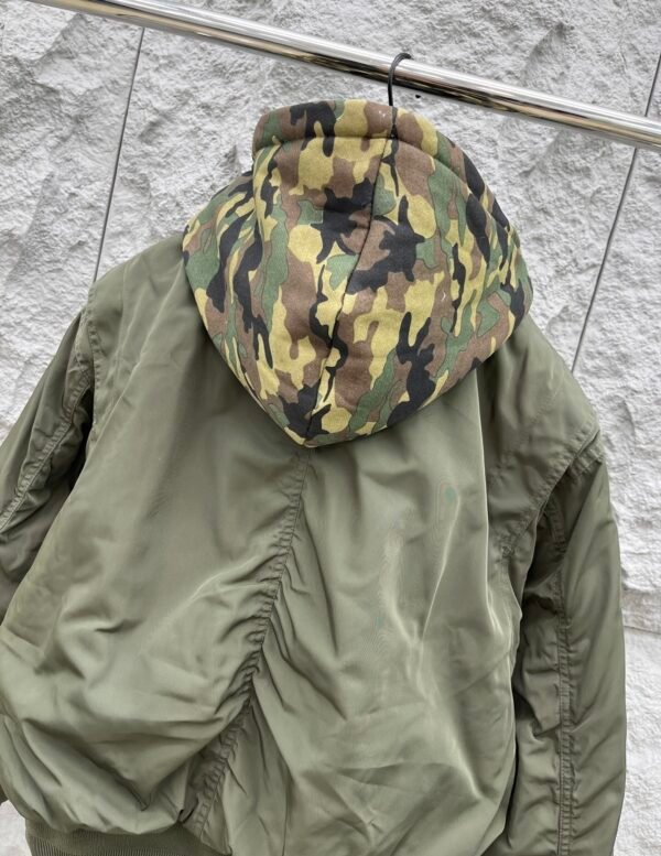 BLNCG Hooded Zip-Up Two-Layer Bomber Jacket - Olive Green