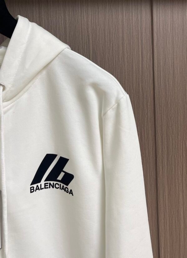 4 BLNCG Logo-Print Zip-Up Hoodie – White