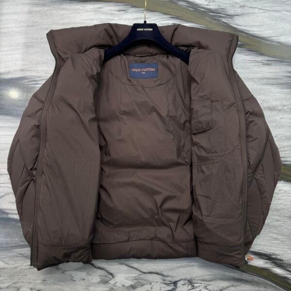 LVE Quilted Puffer Jacket with Structured Panel Design - Brown