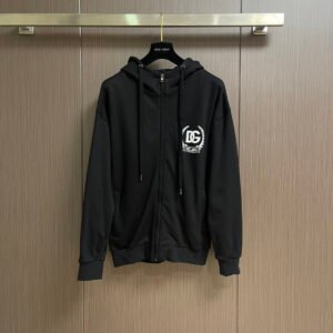 445c5c7b DG Printed Crest Logo Zip Hoodie - Black