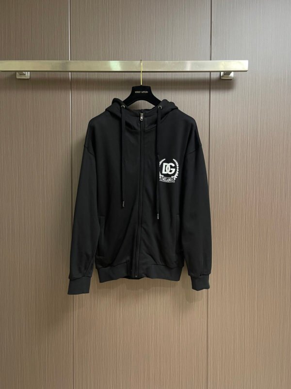 DG Printed Crest Logo Zip Hoodie - Black