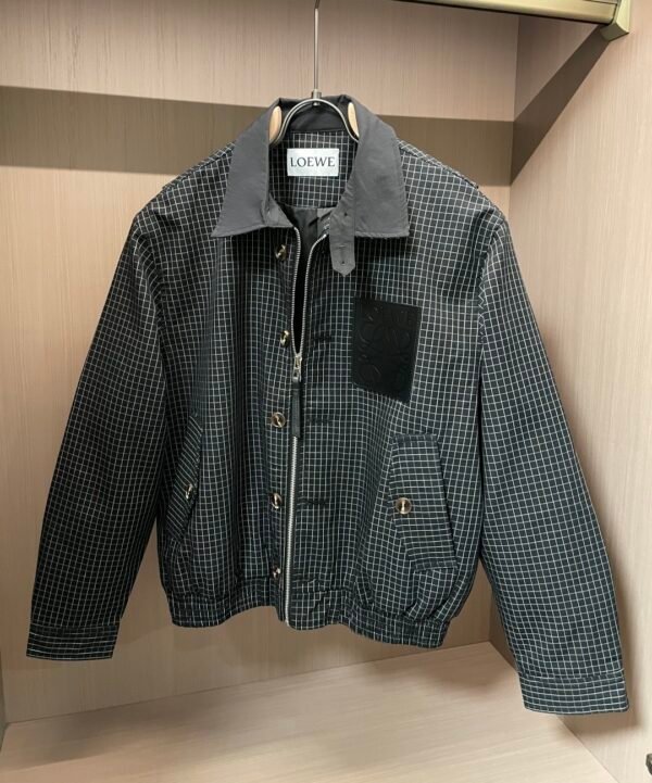 LWE Grid Pattern Zip Jacket - Black