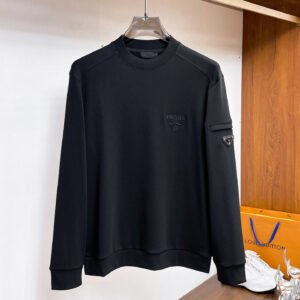 PRDA Crew Neck Jumper with Embroidered Chest Detail - Black