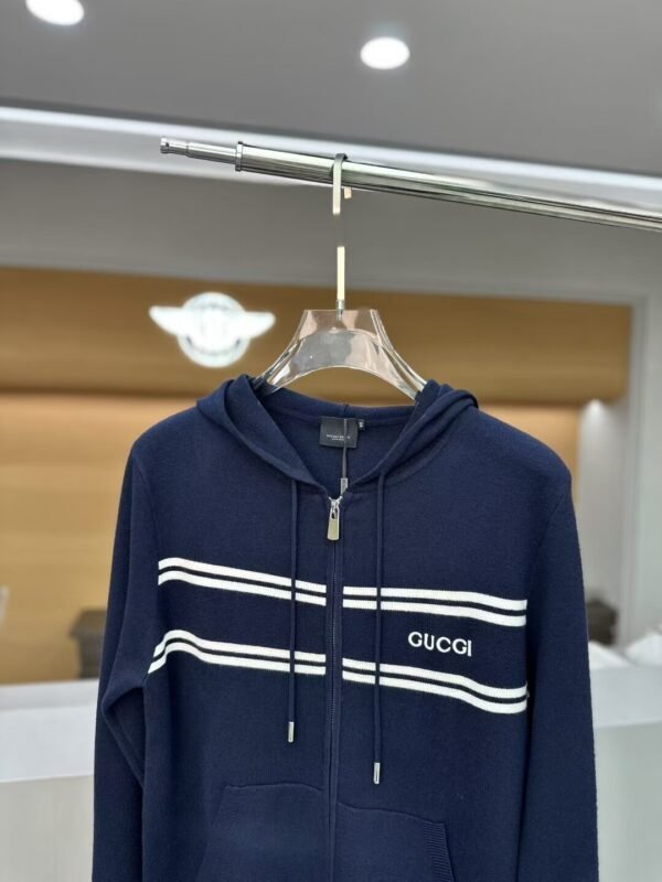 48be719f GCCI Stripe Zip-Up Hooded Jumper