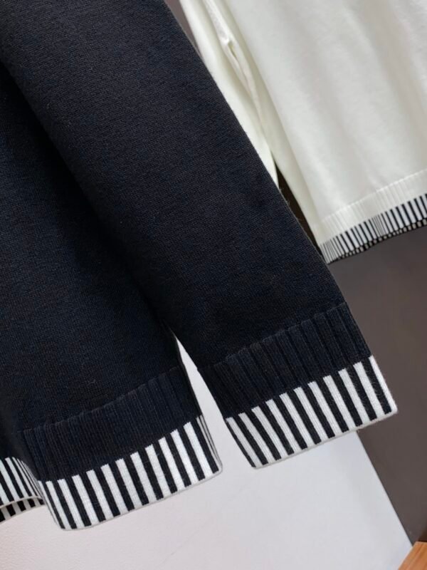 LWE Crew Neck Jumper With Embroidered Logo and Striped Trim - Black