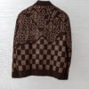 LVE Damier Panel Monogram Zip Knit Jacket – Brown