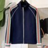GCCI Zip-Through Jacket with Stripe Sleeves - Navy