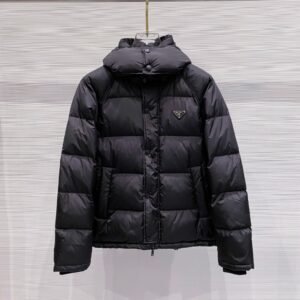 PRDA Hooded Puffer Jacket with Logo Patch - Black